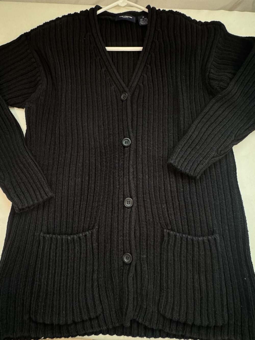 Vintage Black Linen Cotton Grandpa Core Cardigan Academia Quiet Luxury Medium